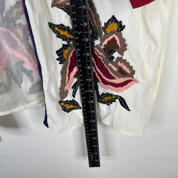 Elevenses Anthropologie Kimono Jacket Embroidered Floral Boho Festival One Size - Picture 11 of 15
